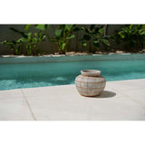 Terracotta belly vase with rattan detail