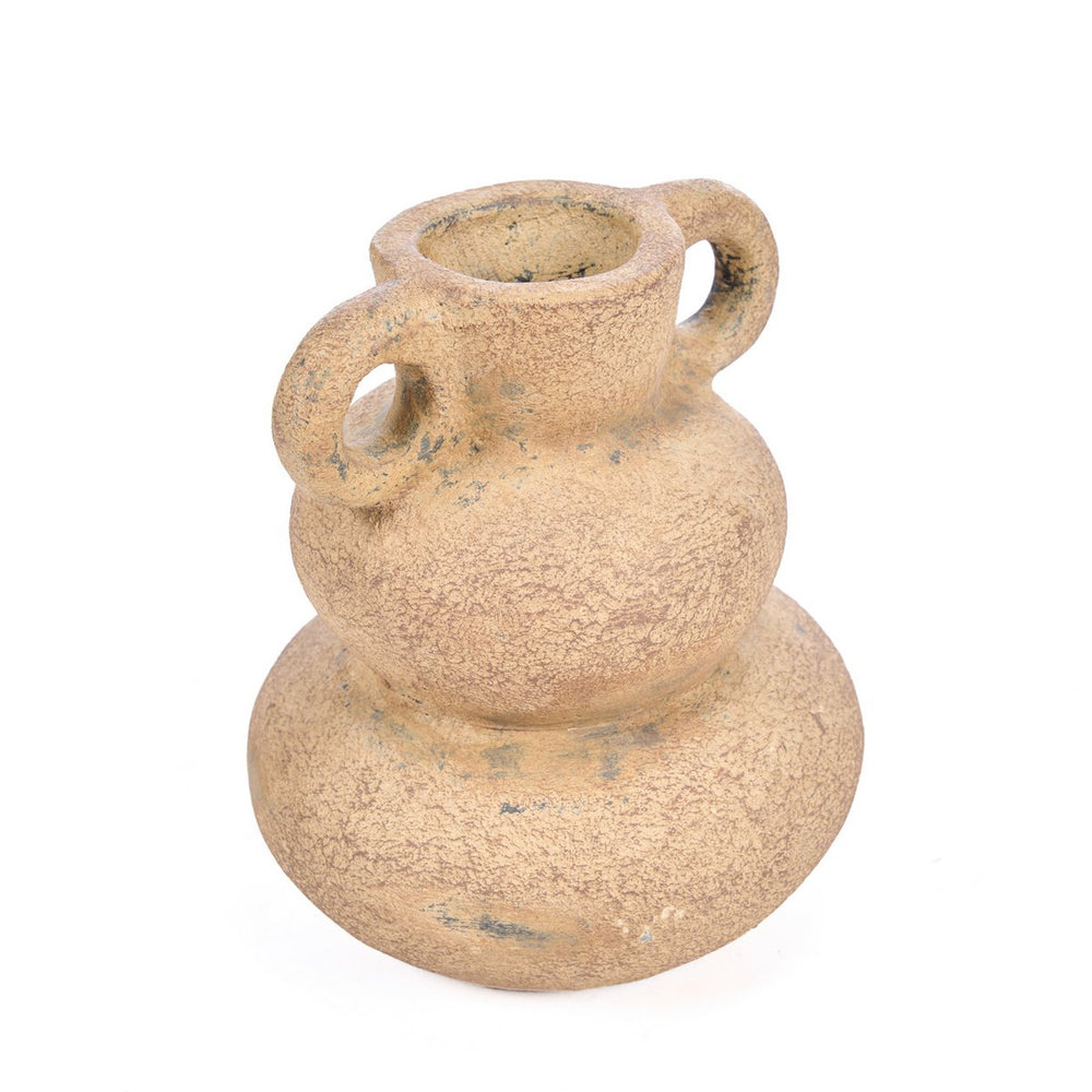 Beige terracotta vase with sand finish