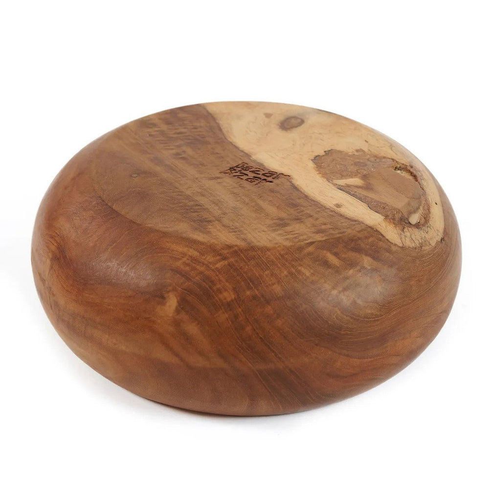 Brown teak wood fruit bowl