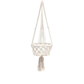 White cotton macrame plant holder