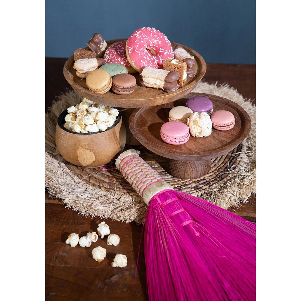 Brown teak wood cake dish