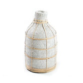 Natural concrete-look vase with rattan detail