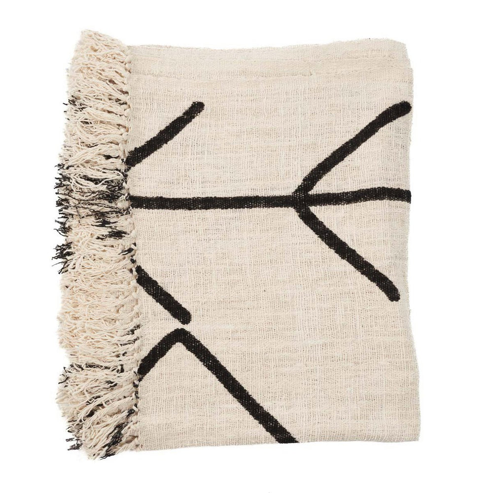 Black cotton throw with Evil Eye design