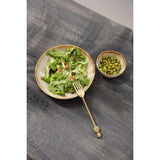 White stoneware small bowl plate with gold accent