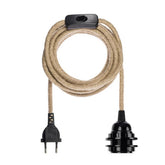 Natural black jute-wrapped ceiling lamp cable fitting