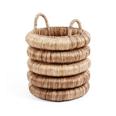 Beige woven seagrass basket with handles