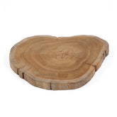 Brown teak wood cutting board with natural root shape