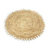 Natural raffia placemat with cowrie shells