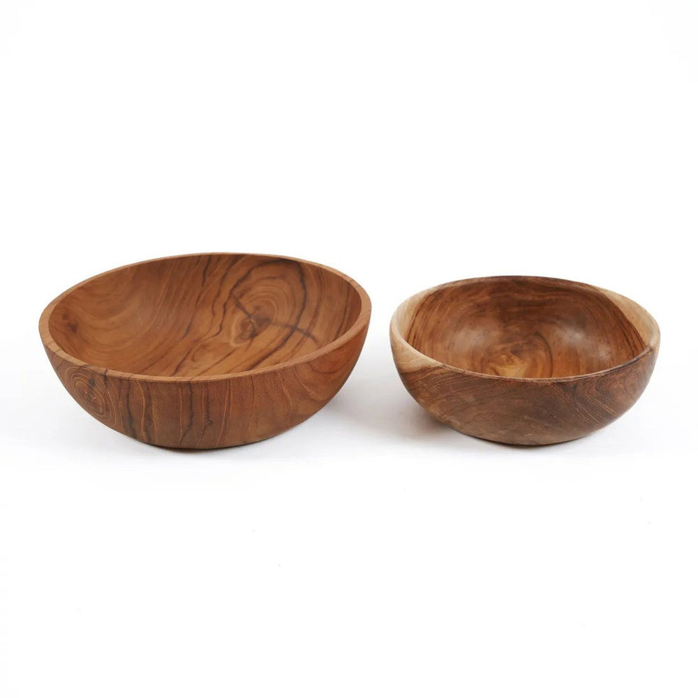 Brown teak wood snack bowl