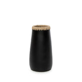 Black terracotta vase with raffia detail