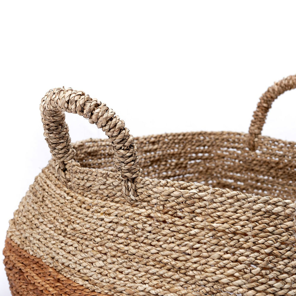 Natural woven storage basket made from banana fibre and seagrass