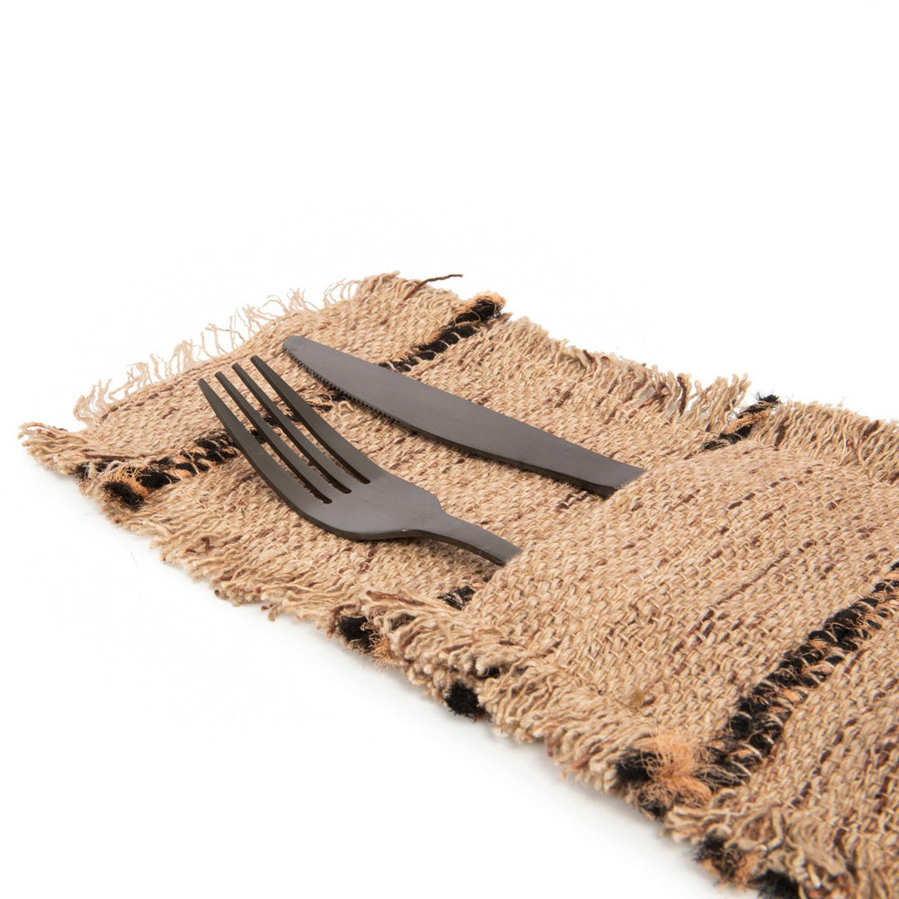 Beige and black cotton cutlery holder