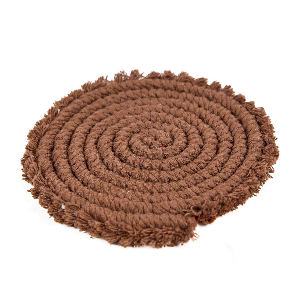 Dark brown woven cotton coaster