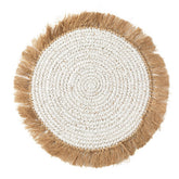 White natural raffia and water hyacinth round placemat