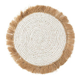 White natural raffia and water hyacinth round placemat