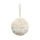 White shell bubble ball with hanging string on a white background