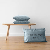 Teal Blue - Set of 2 | Personalised Embroidered Raw/Frayed Edged Pillow/Cushion Covers (Covers only) in Pure Linen | Super Soft | Pre-washed-0