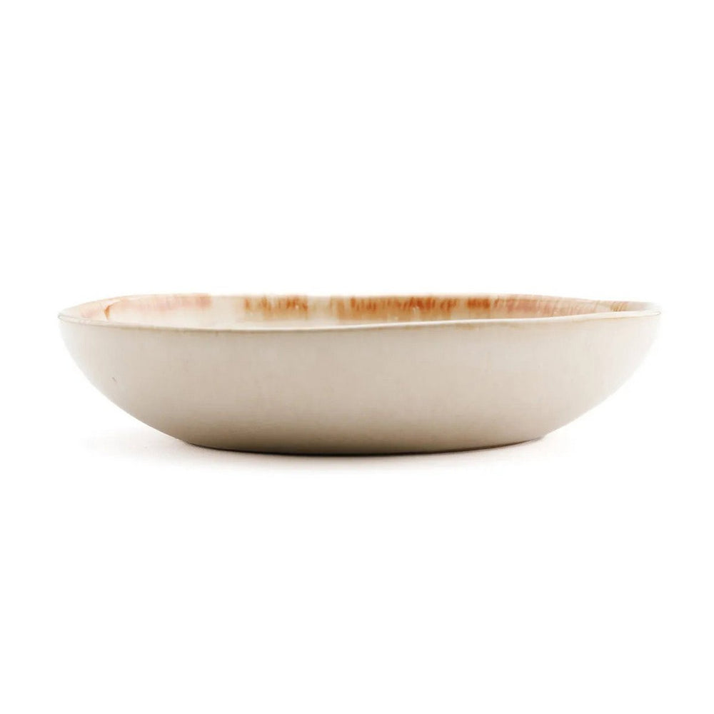 White stoneware small bowl plate with gold accent
