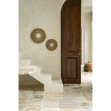 Beige round grass-framed mirror
