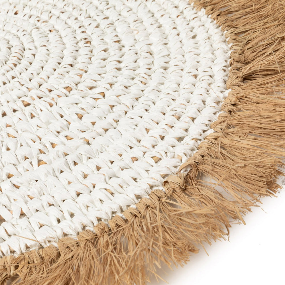 White natural raffia and water hyacinth round placemat