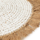 White natural raffia and water hyacinth round placemat
