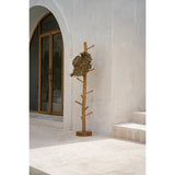 Natural teak wood coat hanger stand