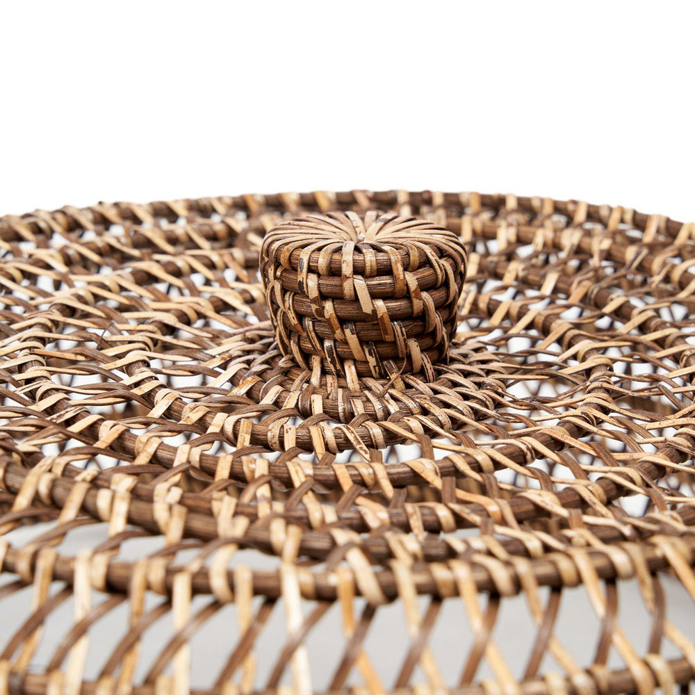Brown woven rattan food cover