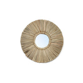 Natural grass framed round mirror