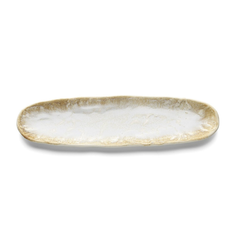 Beige ceramic oval platter