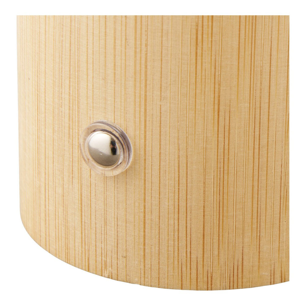 Natural bamboo and white metal rechargeable table lamp