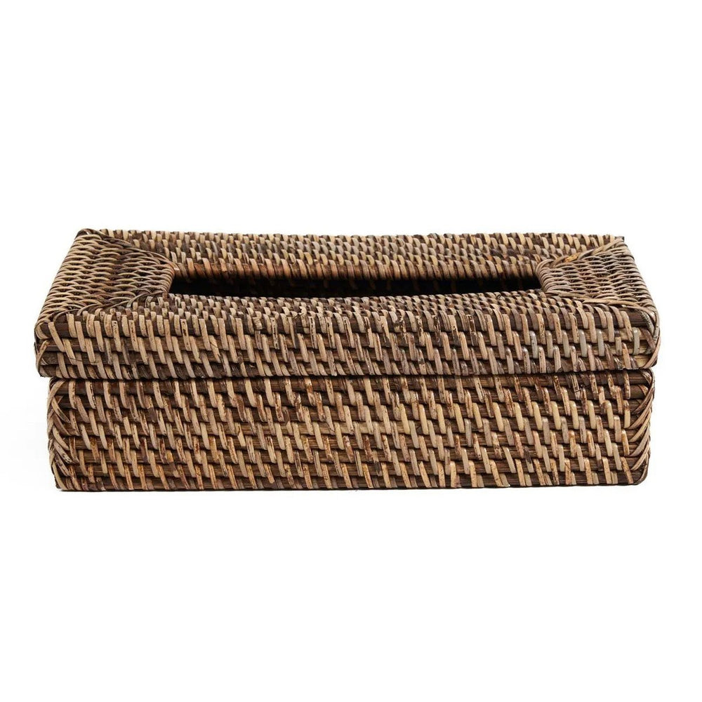 Natural brown woven rattan tissue box cover