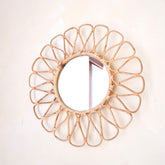 Small Rattan Wall Mirror 38 cm – Handmade Boho Mirror Danau