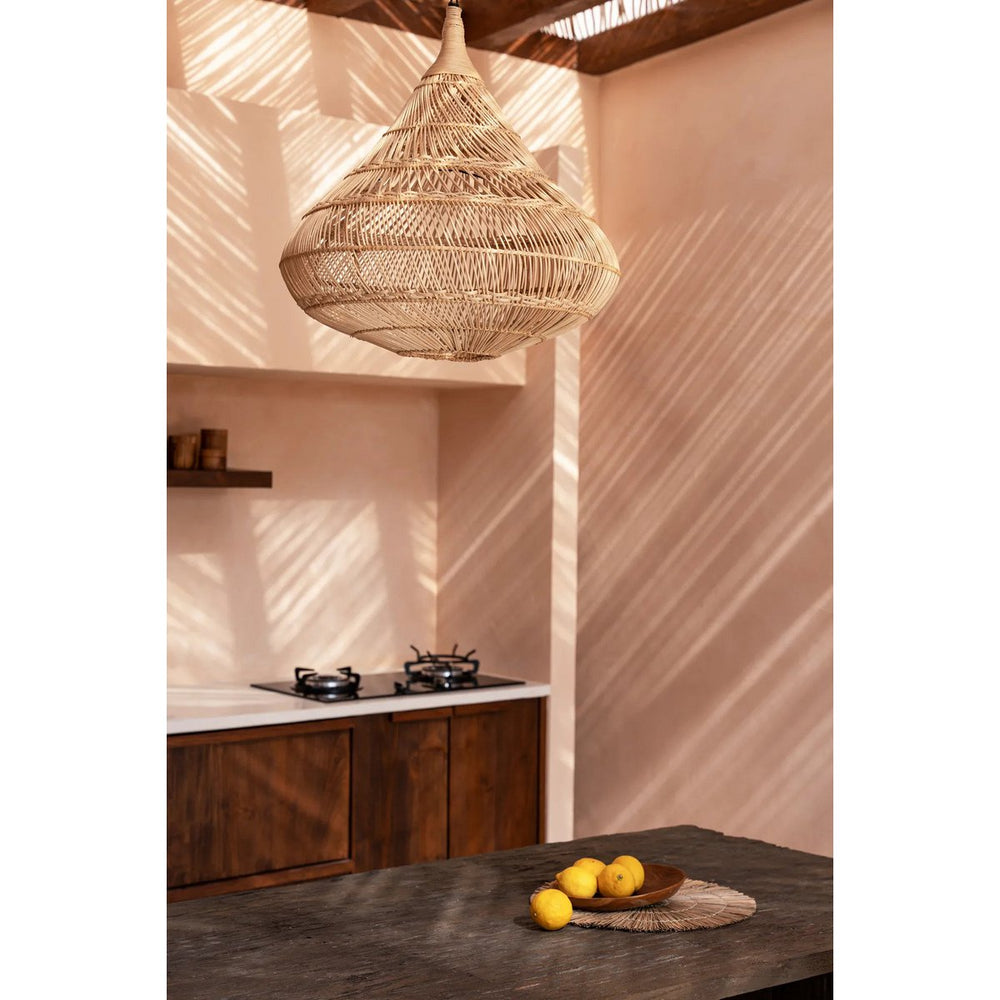 Natural rattan teardrop pendant lamp shade