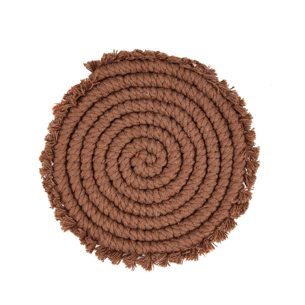 Dark brown woven cotton coaster