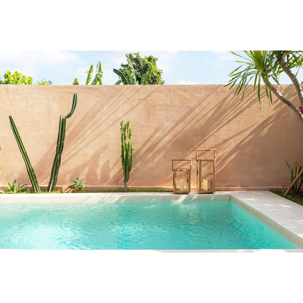 Reclaimed teak wood rectangular lantern