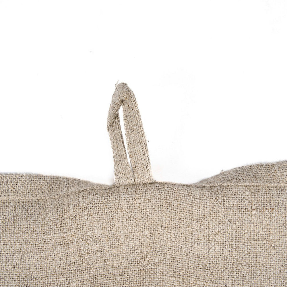 Natural white linen kitchen towel with fish motif