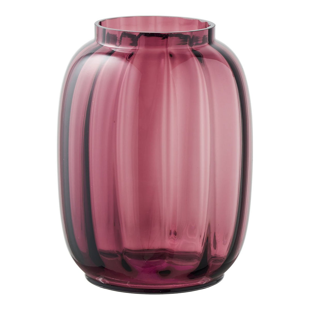 Smoked red mouth-blown glass vase