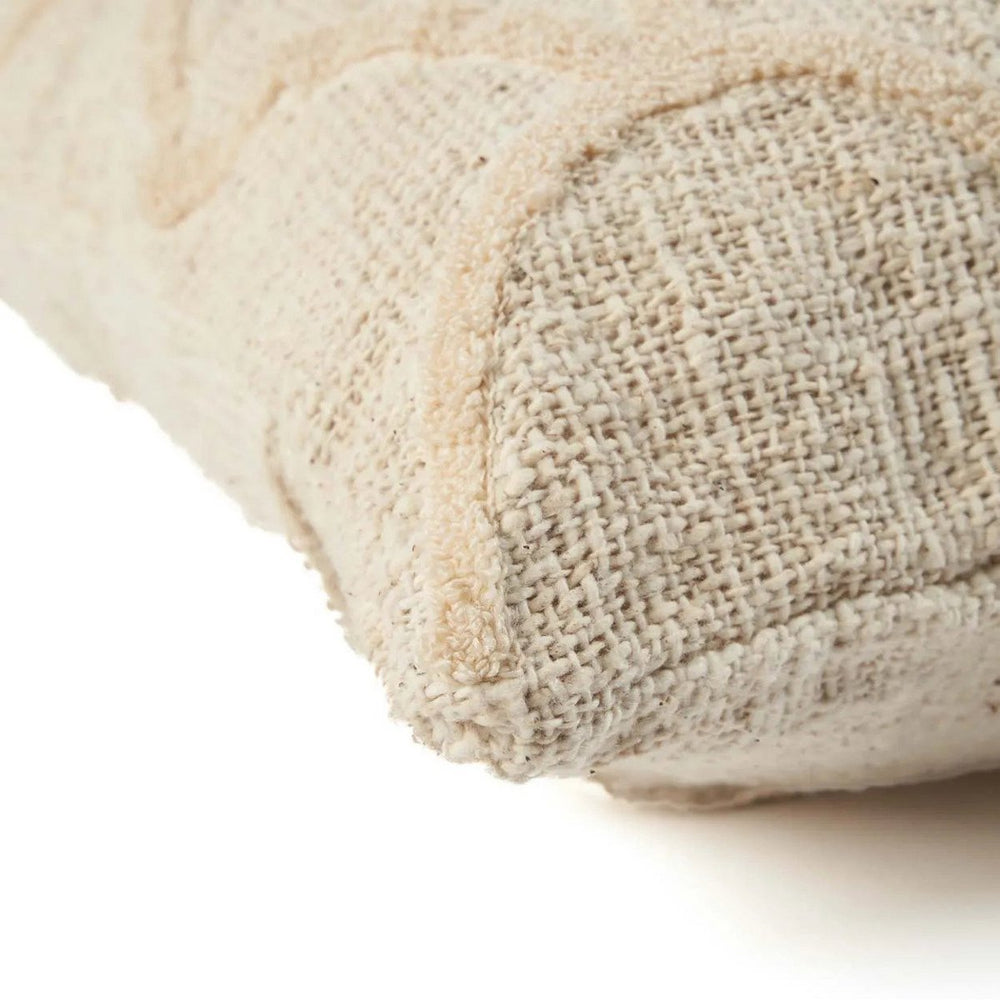 Natural cotton cushion cover with hand-tufted arch pattern