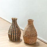 Beige woven water hyacinth vase