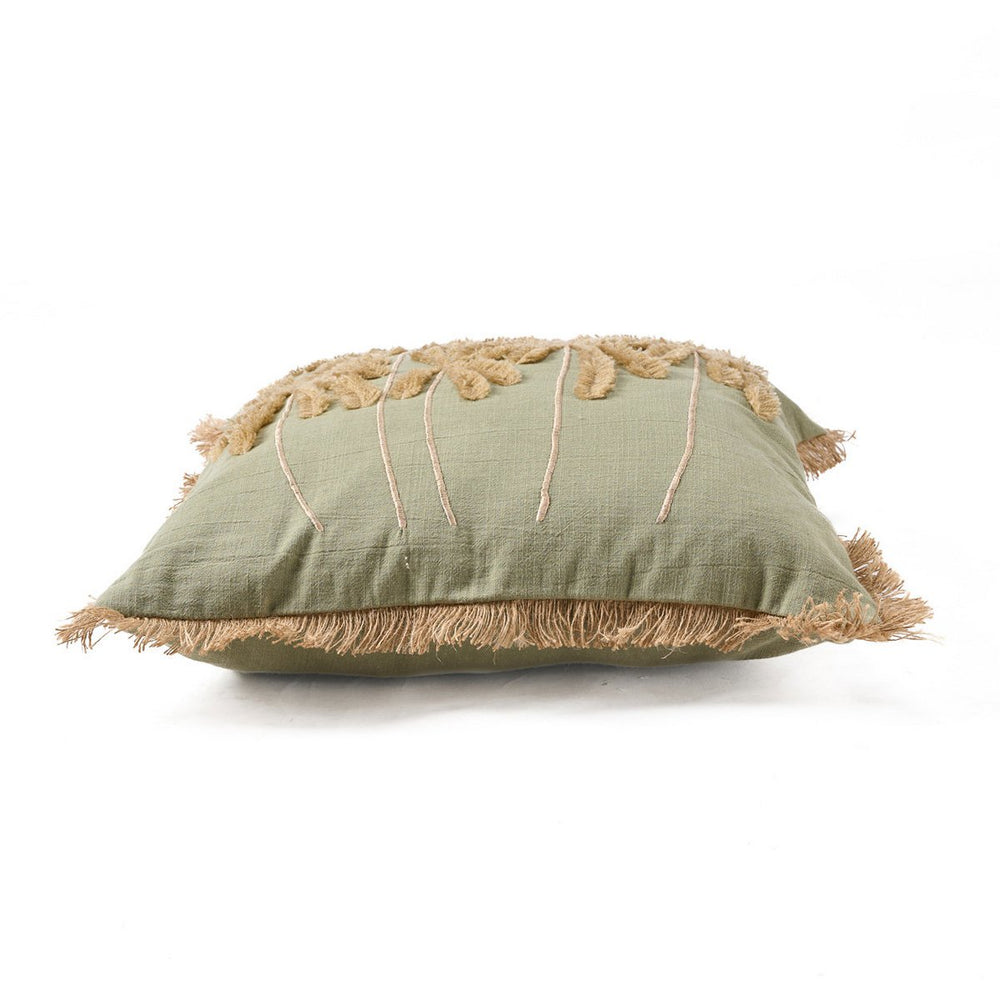 Forest green cotton cushion cover