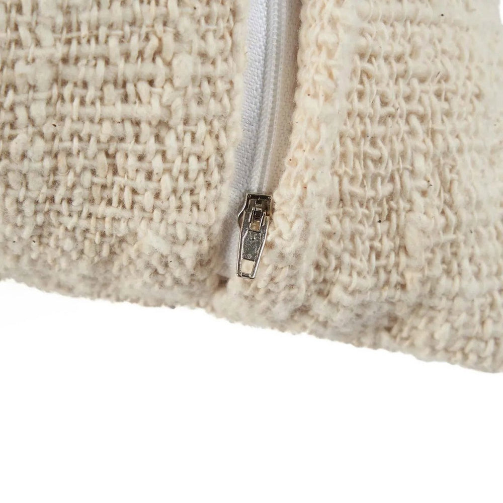 Natural white raffia and cotton cushion cover
