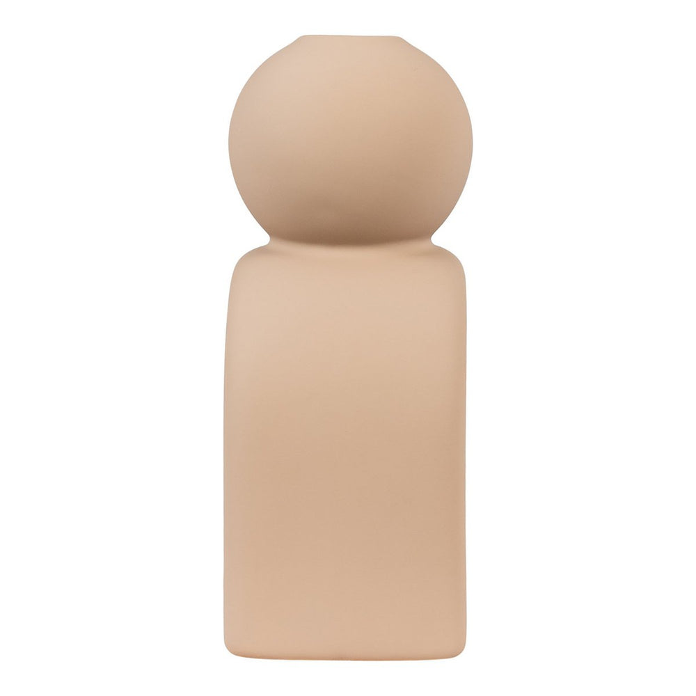Beige bottle with a round cap on a white background