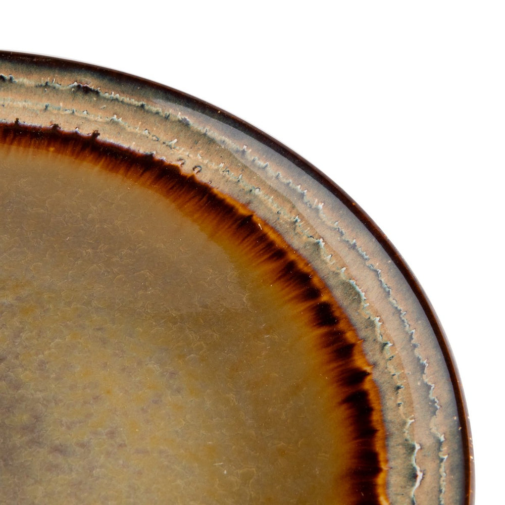 Multi-colored crackle glaze stoneware dinner plate