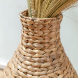 Beige woven water hyacinth vase