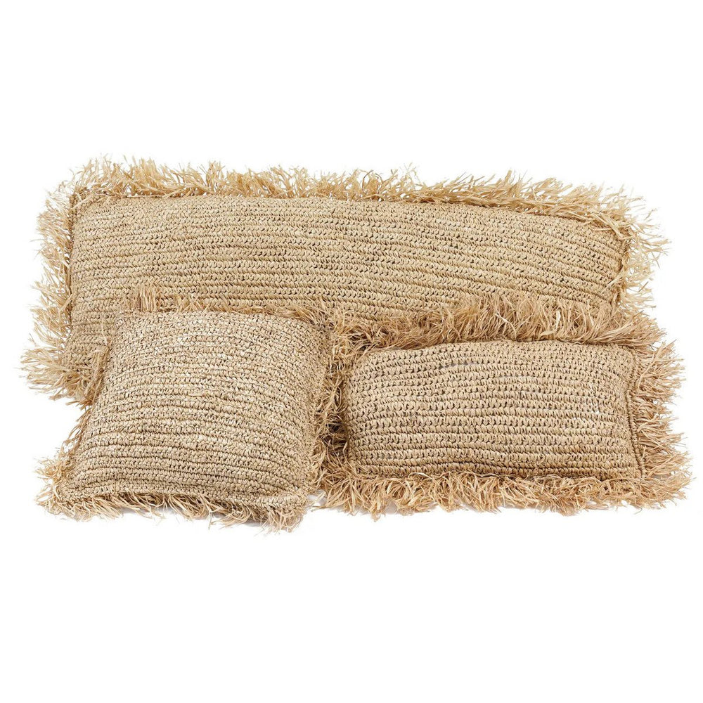 Natural raffia rectangular cushion cover
