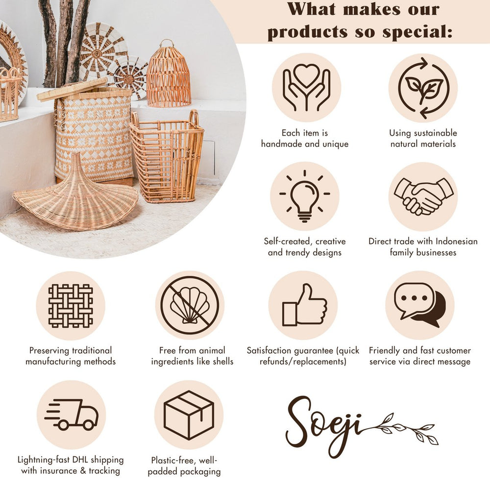 Beige woven water hyacinth laundry basket