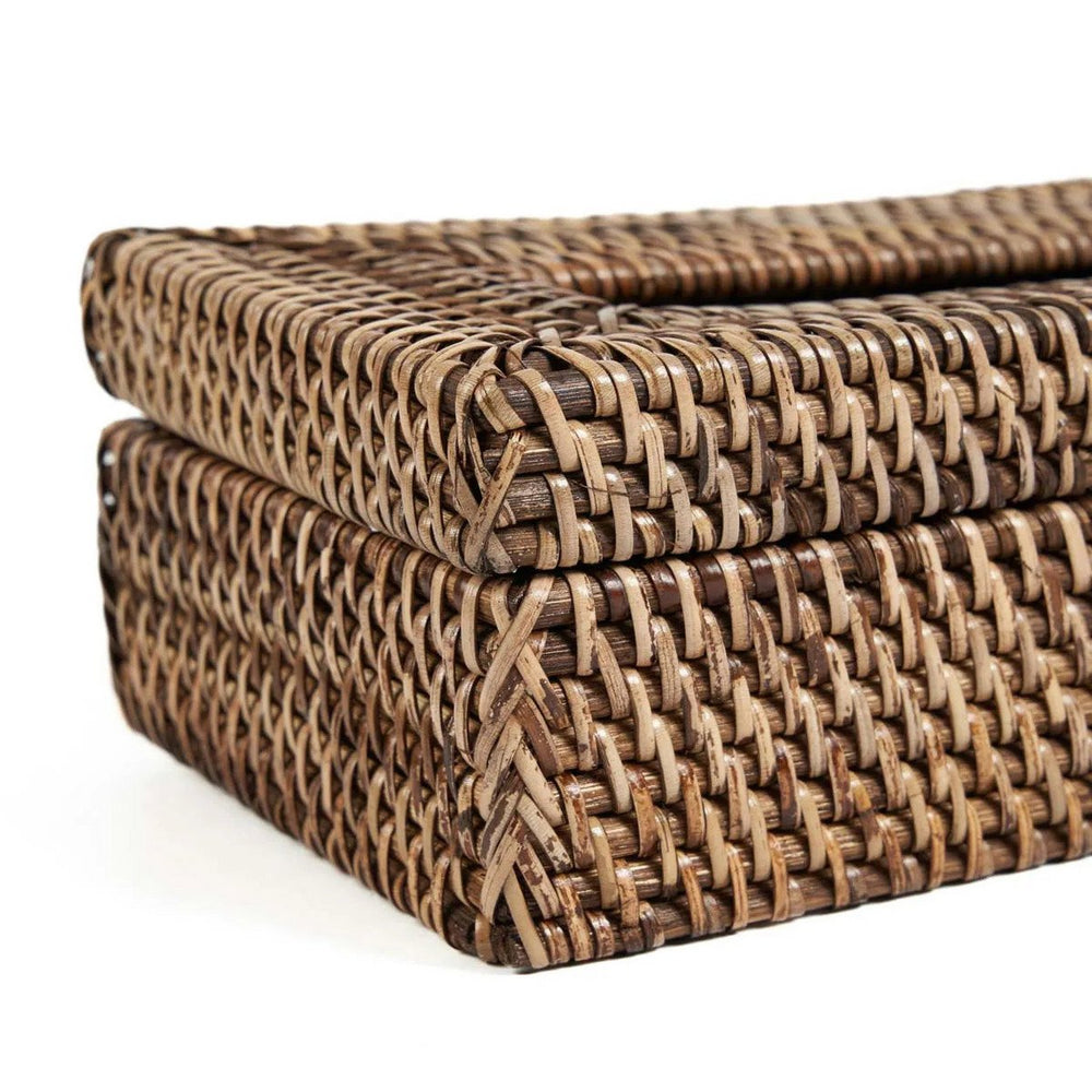 Natural brown woven rattan tissue box cover